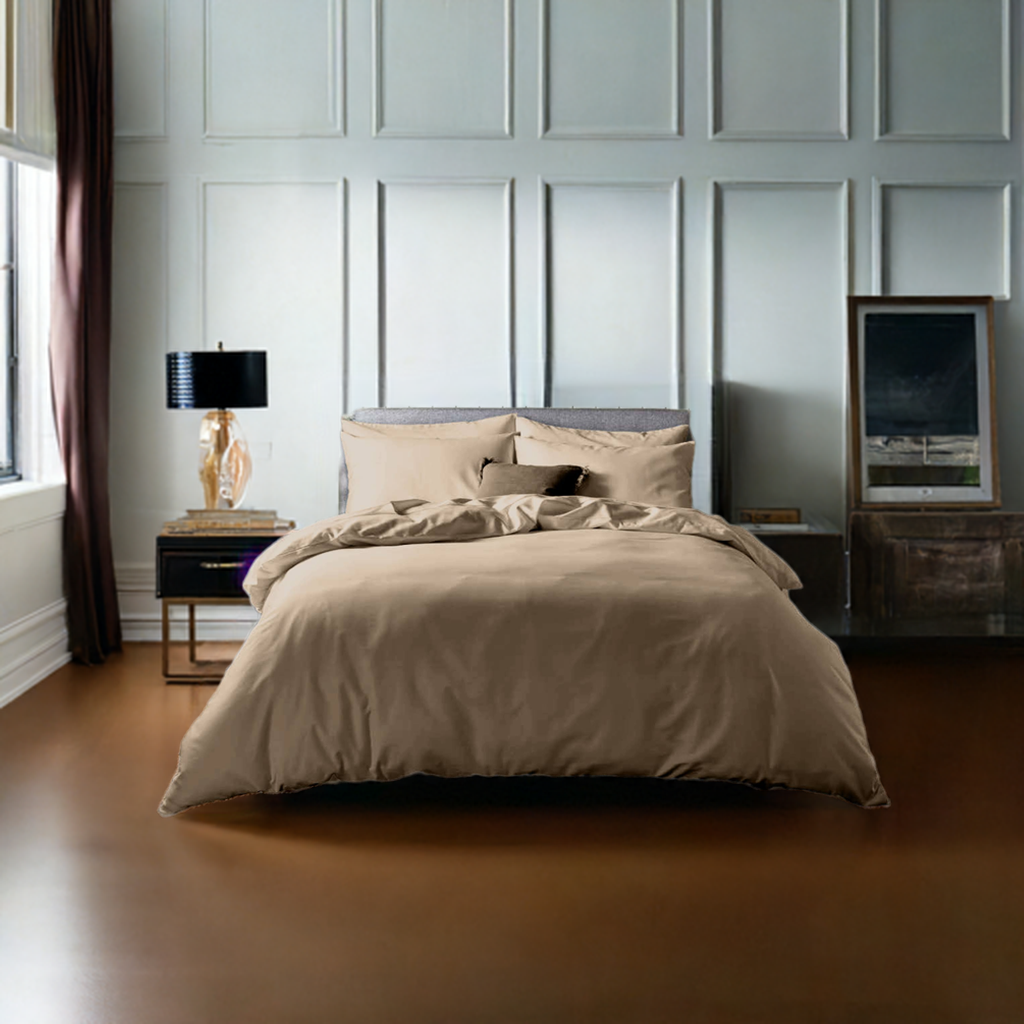 Khaki Cotton Bedsheet Set 300 TC