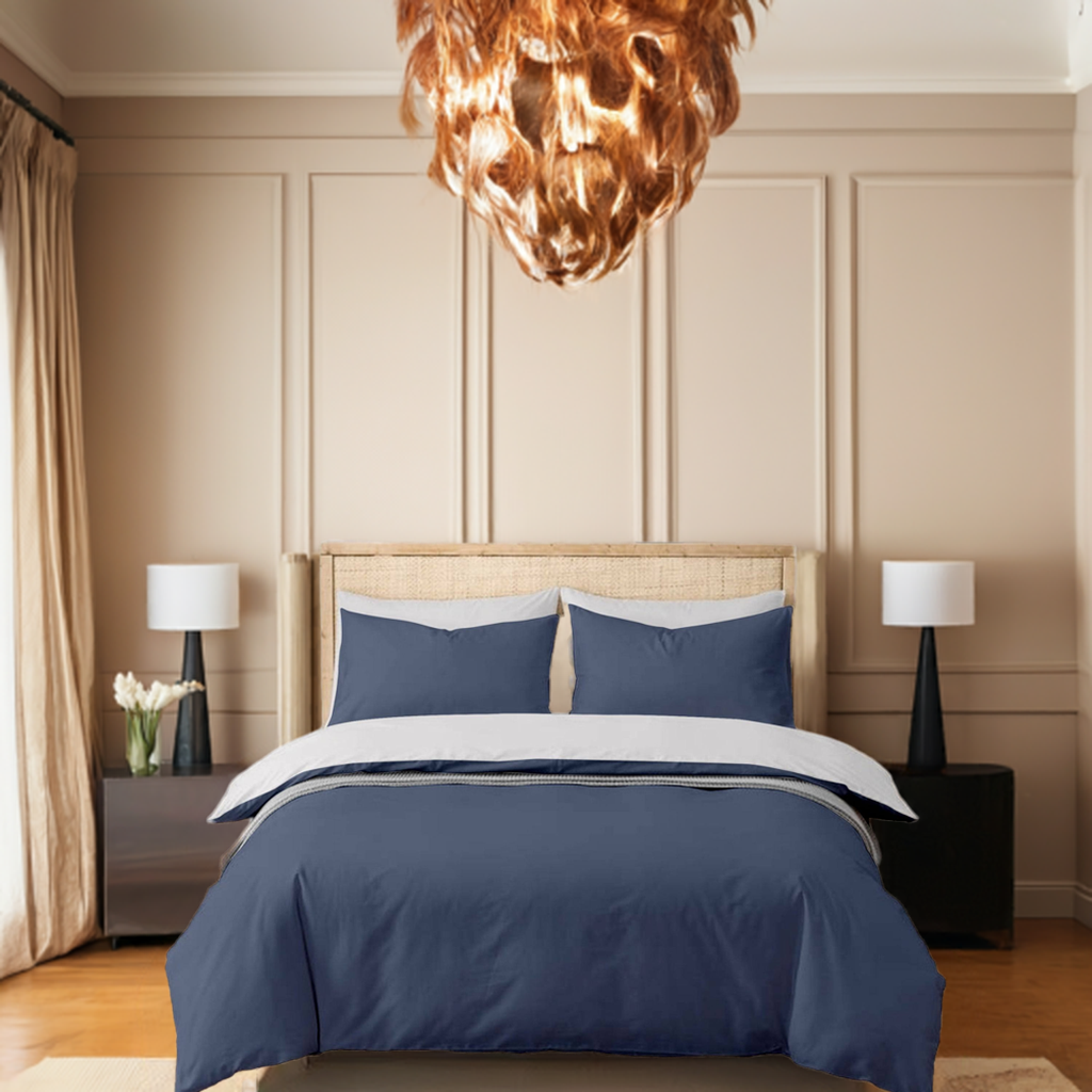 Navy Blue Cotton Bedsheet Set 210 TC