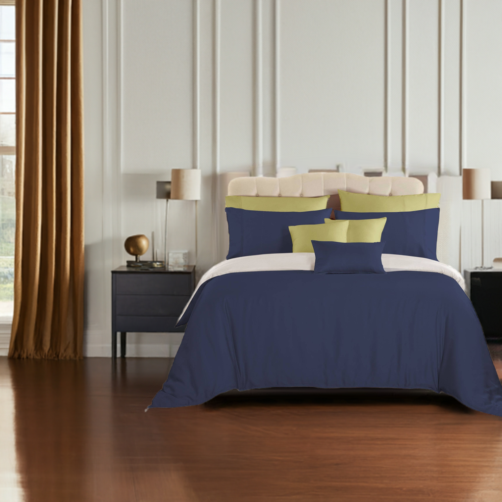 Navy Blue Cotton Bedsheet Set 400 TC