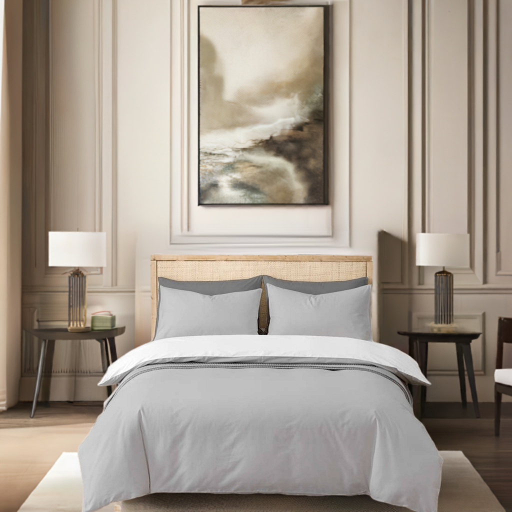 Silver Grey Cotton Bedsheet Set 210 TC