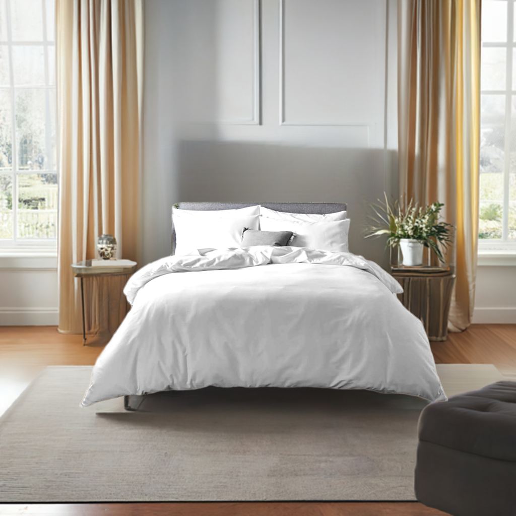 White Cotton Bedsheet Set 300 TC