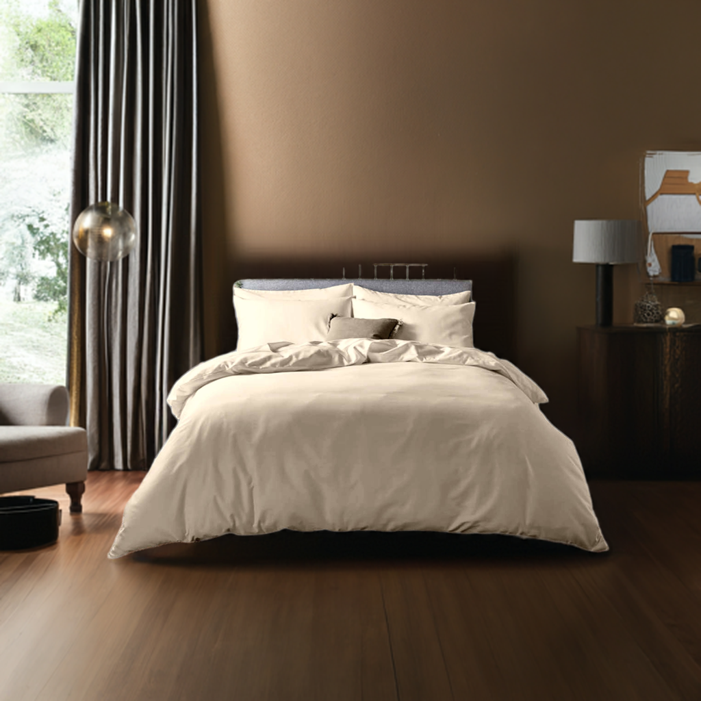 Beige Cotton Bedsheet Set 300 TC