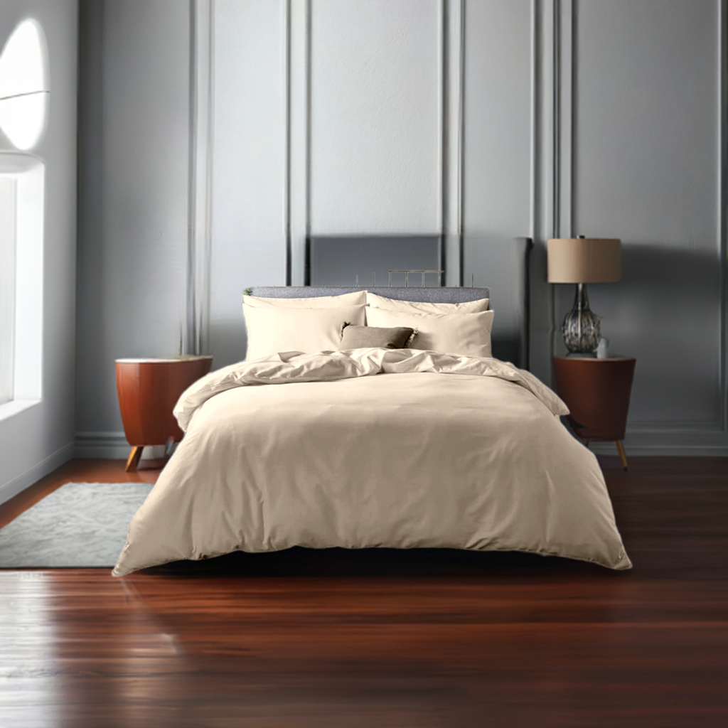 Beige Cotton Bedsheet Set 300 TC