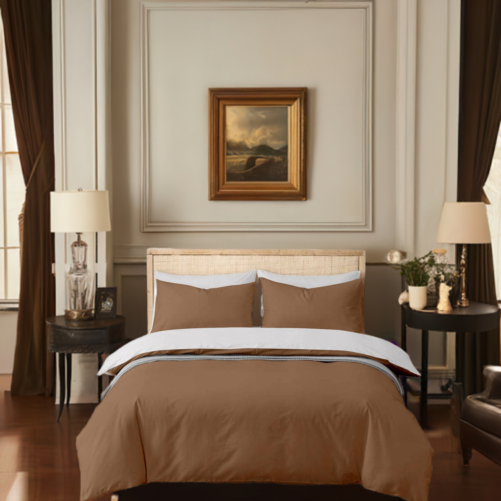 Coffee Cotton Bedsheet Set 210 TC