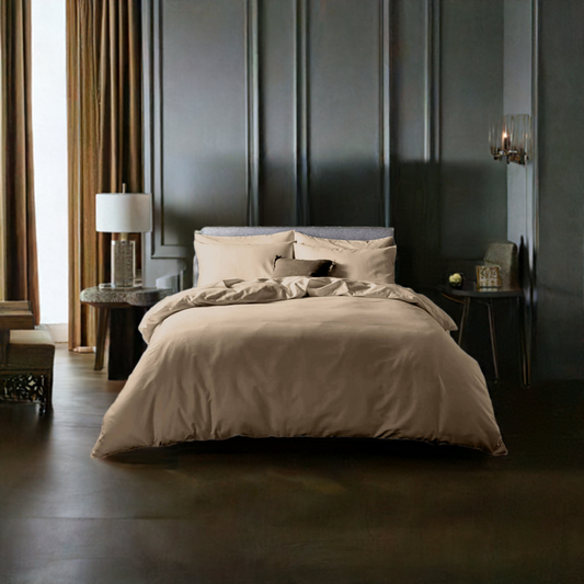 Khaki Cotton Bedsheet Set 300 TC