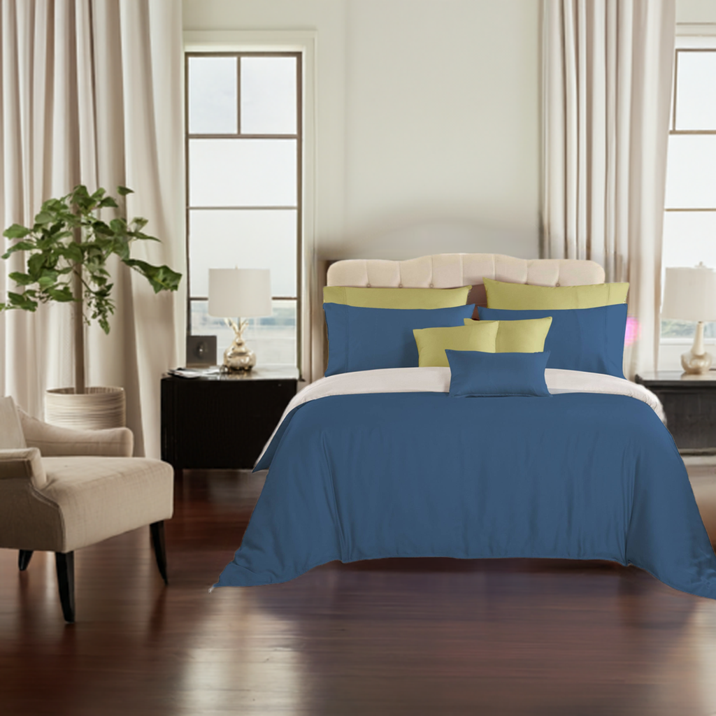 Mediterranean Blue Cotton Bedsheet Set 400 TC