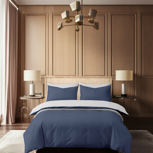 Navy Blue Cotton Bedsheet Set 210 TC