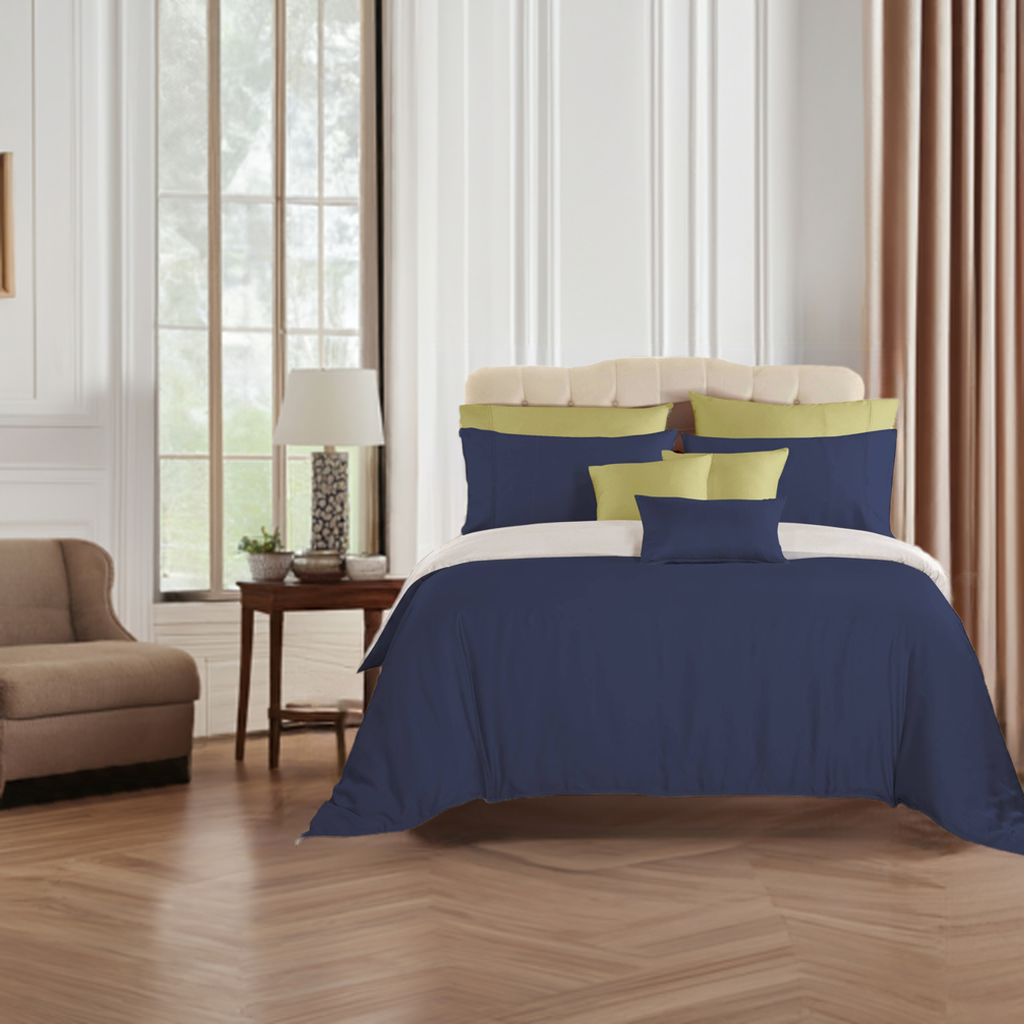 Navy Blue Cotton Bedsheet Set 400 TC