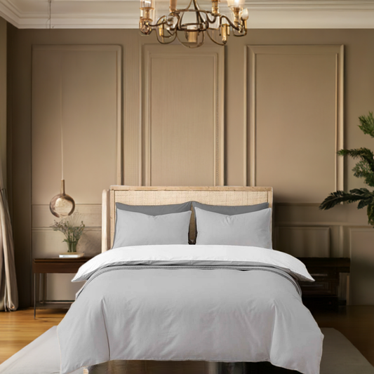 Silver Grey Cotton Bedsheet Set 210 TC